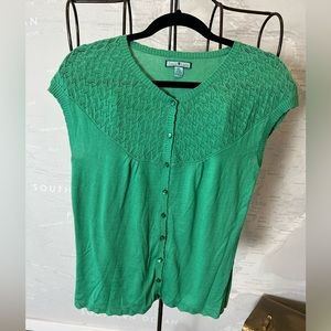 New Louie et Lucie Kelly green short sleeve cardigan sweater button front xl